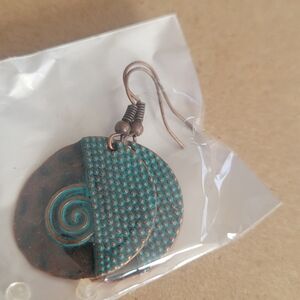 Turquoise and Bronze Spiral Earrings